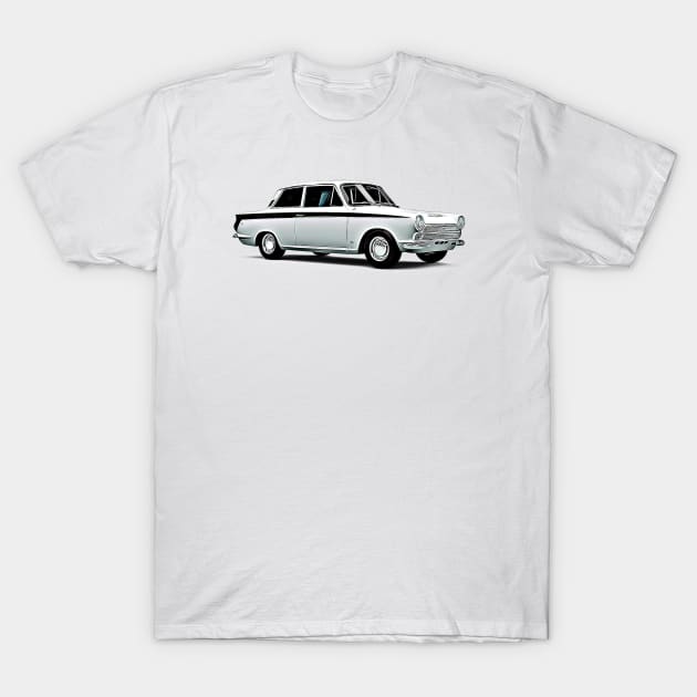 Lotus Cortina Cartoon T-Shirt by Auto-Prints